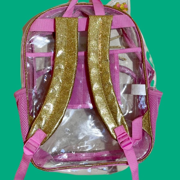 Unique Glittery Gold and Pink Clear Cat Backpack - Picture 3 of 5